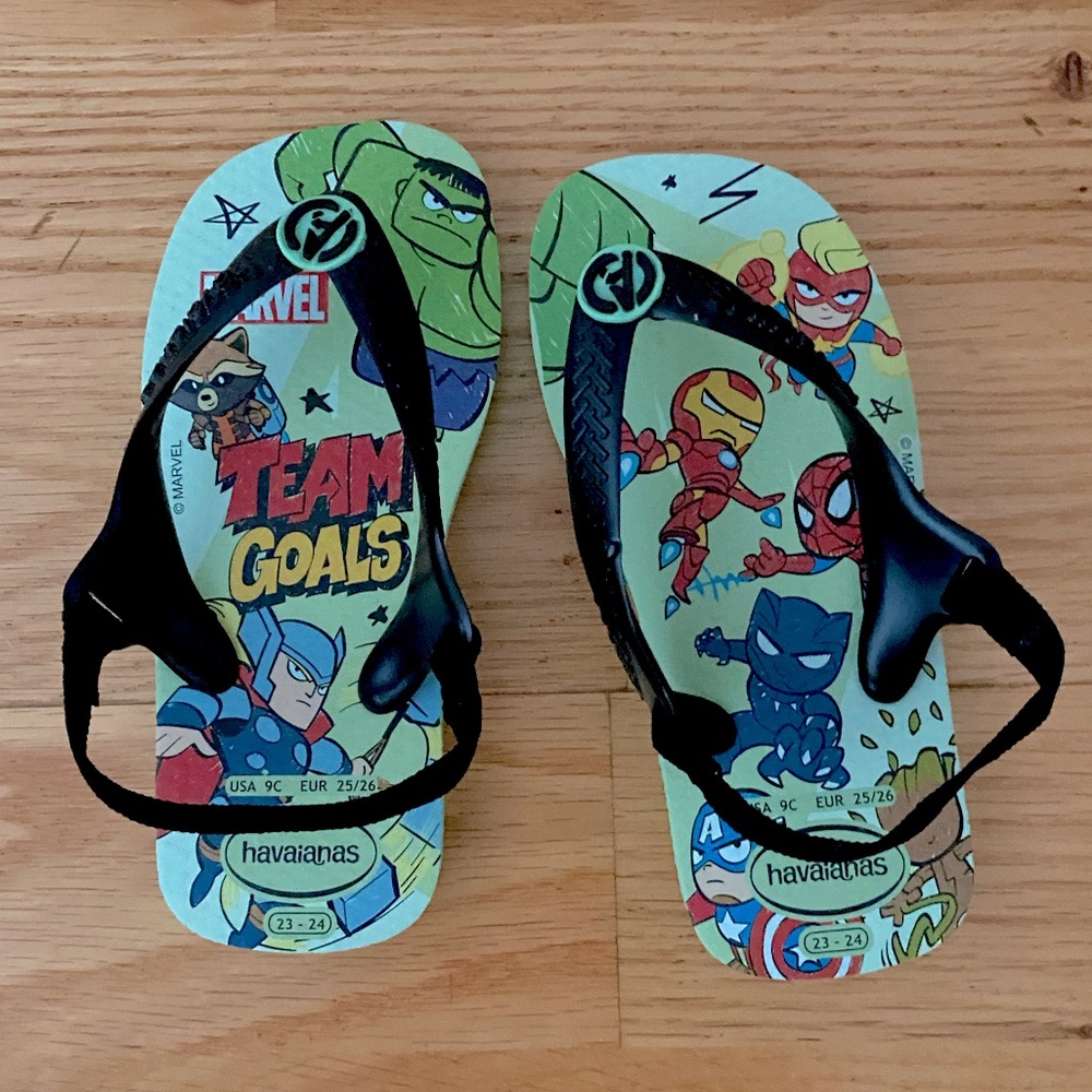 9C Havaianas Marvel Avengers Slippers Flip Flops Sandals Toddler